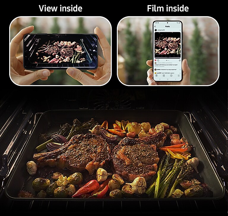 See what's cooking, right from your smartphone. Samsung Stainless Steel Slide-In Gas Range with Smart Oven Camera Inside