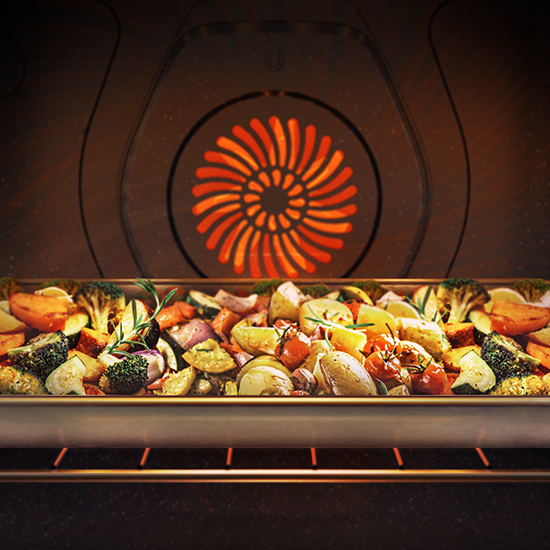 Nutritious and delicious vegetables Samsung White Glass Slide-In Induction Range with Convection Vegetable