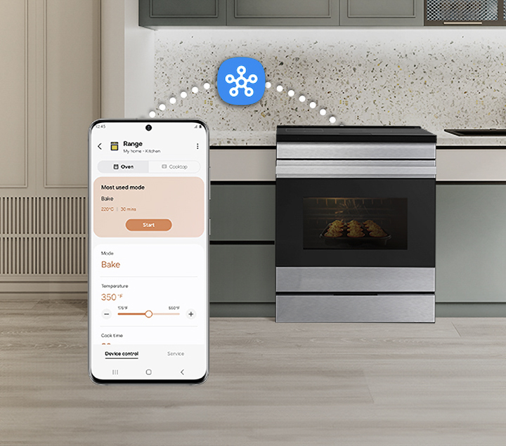 Preheat and plan meals on the go Samsung White Glass Slide-In Induction Range with SmartThings