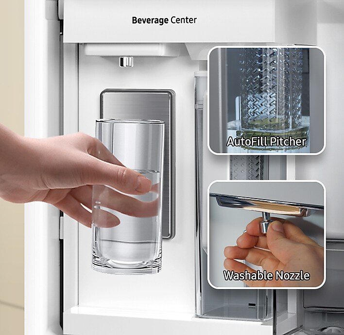 Stainless steel French door refrigerator in modern kitchen Stainless steel French door refrigerator in modern kitchen