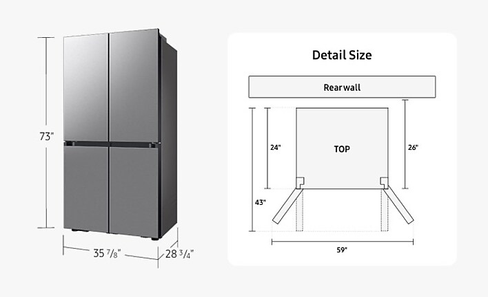 Counter Depth Dimensions of counter depth refrigerator in inches 73x35.875x28.25