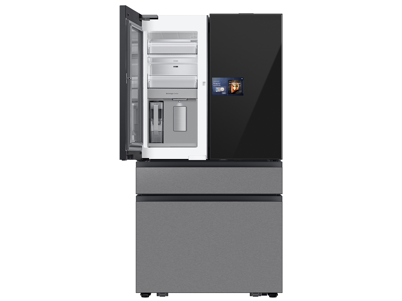 Thumbnail image of Bespoke 29 cu. ft. 4-Door French Door Refrigerator with AI Home & AI Vision Inside™ in Charcoal Glass and Stainless Steel