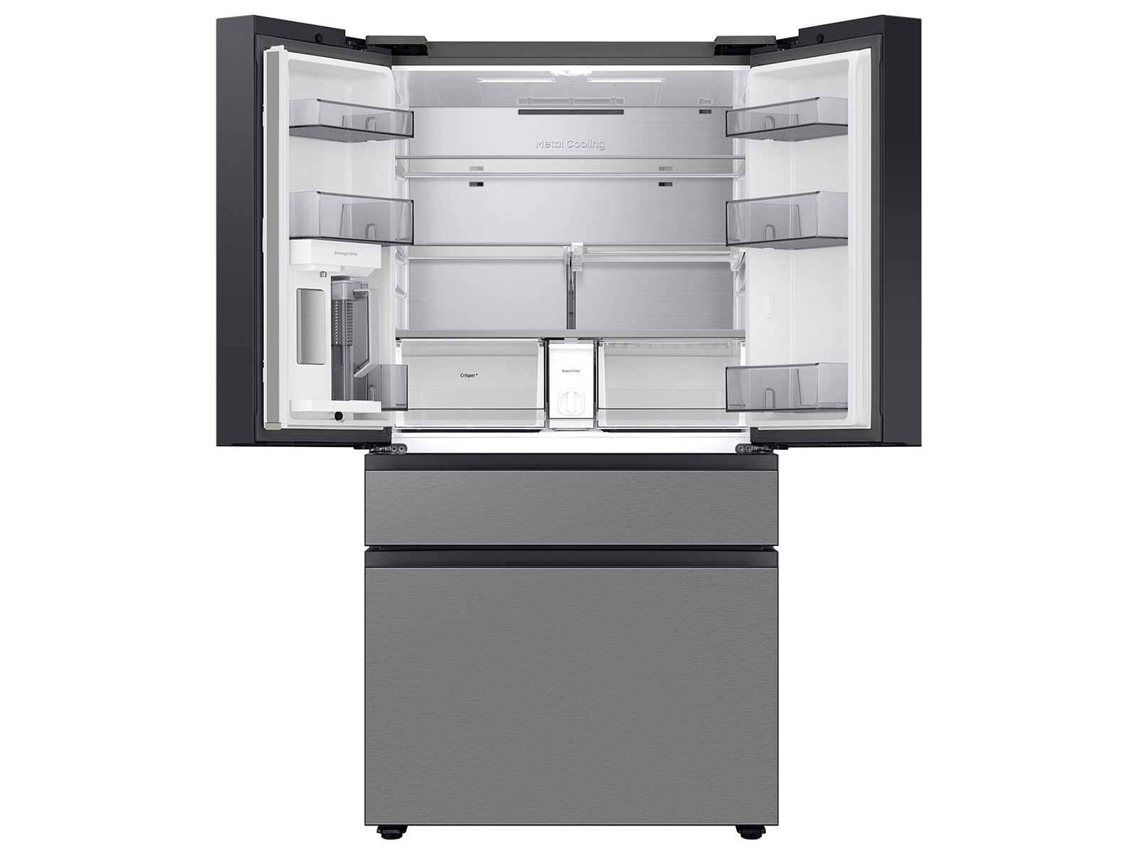 Thumbnail image of Bespoke 29 cu. ft. 4-Door French Door Refrigerator with Inner Beverage Center™ & FlexZone™ Drawer in Stainless Steel
