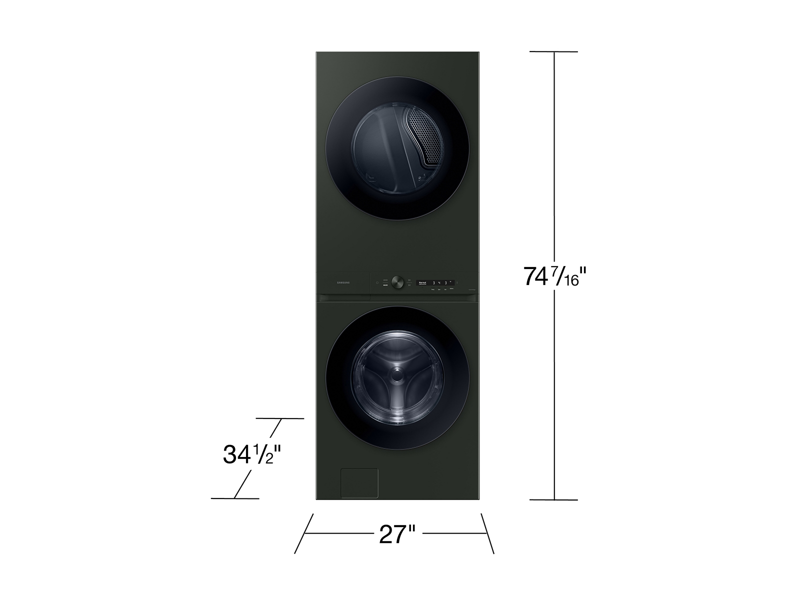 Thumbnail image of Bespoke 5.3 cu. ft. AI Laundry Hub™ Ultra Capacity Single Unit Washer with AI OptiWash™ and 7.6 cu. ft. Electric Dryer in Satin Green