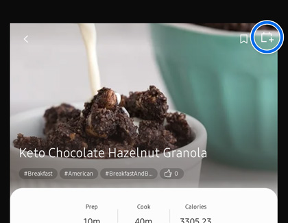 Calendar Icon highlighted on Family Hub meal planner app