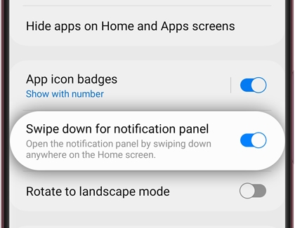 Swipe down for notification panel highlighted on a Galaxy phone